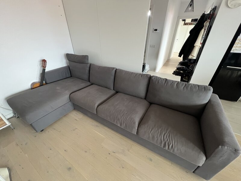 Canapea 4 locuri cu gezlong, Hallarp gri