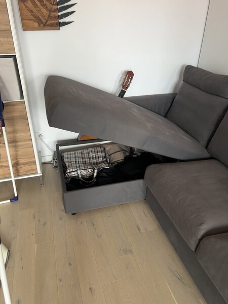 Canapea 4 locuri cu gezlong, Hallarp gri